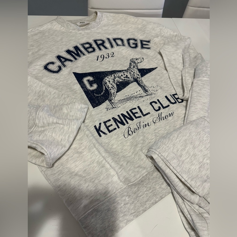 Ardene Gray Crewneck Sweater with Cambridge Logo matching sweatpants L/m - Picture 3 of 5
